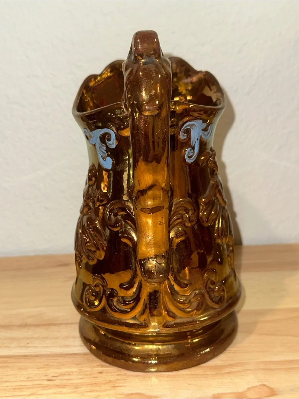 Vintage Staffordshire Style Copper Lustre Dancing Girls Creamer Pitcher - As Is